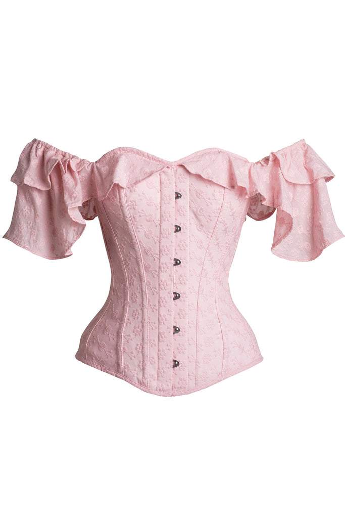 Pink cotton embroidery anglaise corset ...
